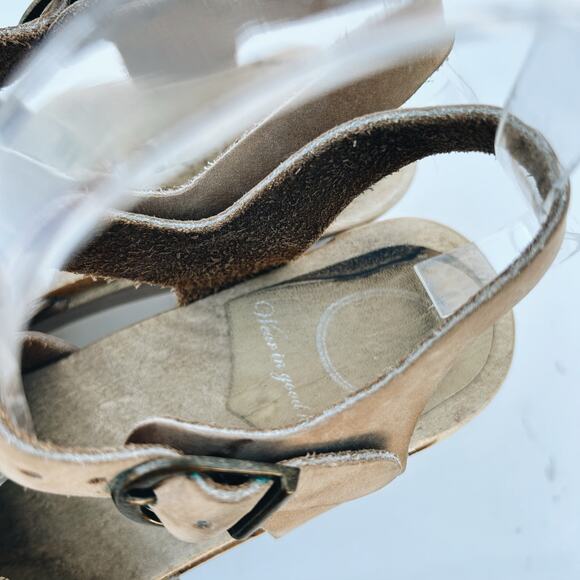 No. 6 Woven Leather Wooden Clogs Heels Sandal Beige 7 Tan Natural 37 Ankle Strap - Picture 10 of 14